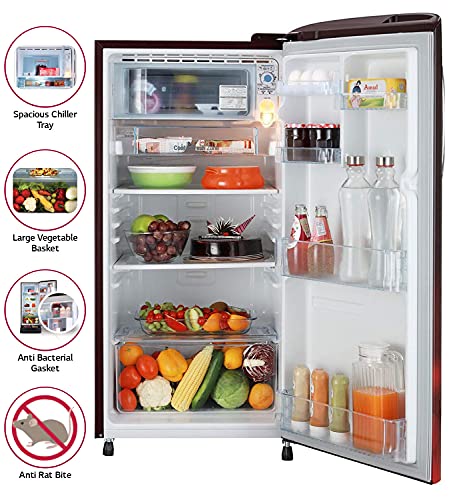 Image of LG 190 L 4 Star Inverter Direct-Cool Single Door Refrigerator (GL-B201ASCY, Fastest Ice Making, Scarlet Charm)