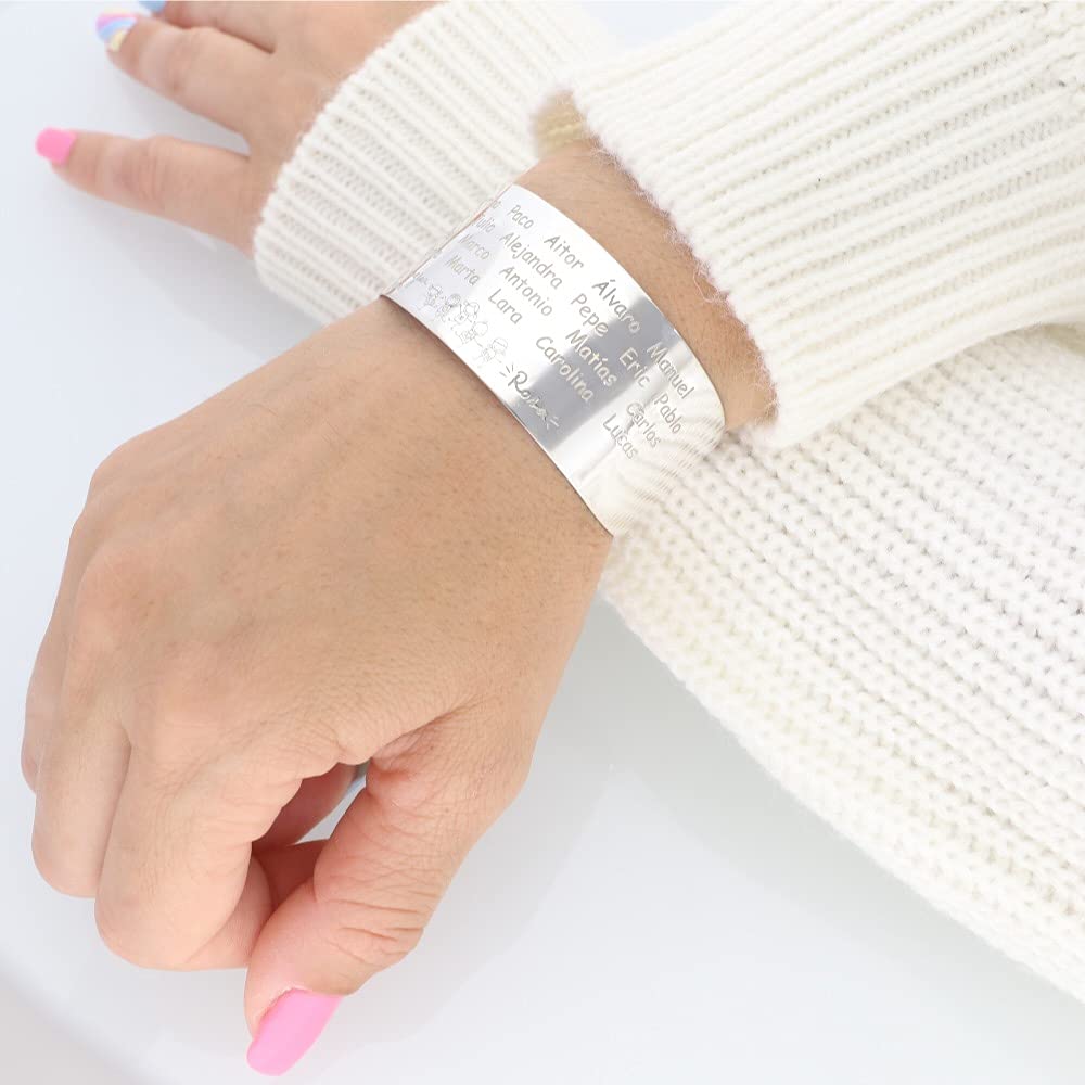 Pulsera de Plata de Ley 925/1000 para Profesoras con Cadena Rolo de 19cm - Regalo Artesanal de Fin de Curso - Hecho en España para la Profesora (Brazalete Teacher)