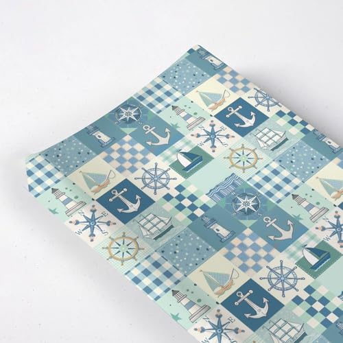 Image of Ocean Boats Sea Lighthouse Checkered Patchwork Baby Changing Pad Cover, Unisex Sailor Nursery Diaper Changing Table Pad Mat Sheet for Boys Girls-16x32