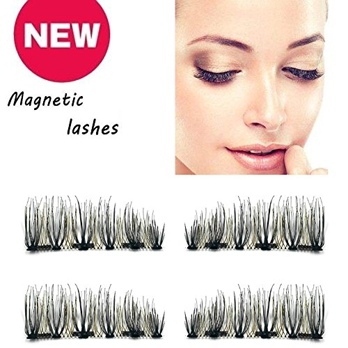 Magnetic Eyelashes 4pcs 3D 3 Magnet Handmade False Eyelashes Reusable Natural Soft Hair Magnet Eye Lashes Black and Brown