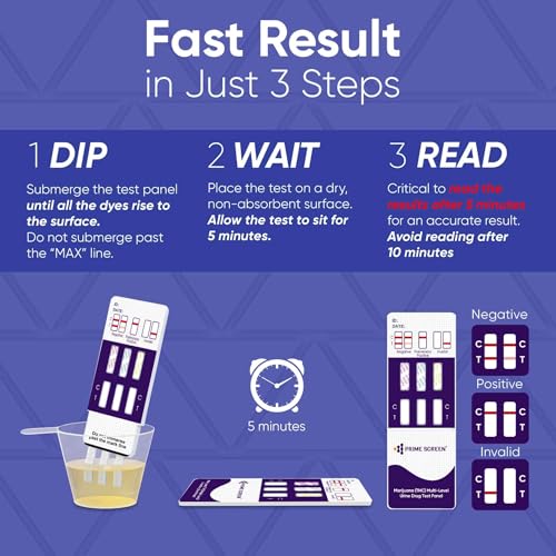 Prime Screen Marijuana (Thc) Multi Panel Urine Test Kit. Highly Sensitive Thc 3 Level Drug Test Kit- Multi Level Detecting Any Form Of Thc Cannabis Test At 15 Ng/Ml thumb #4