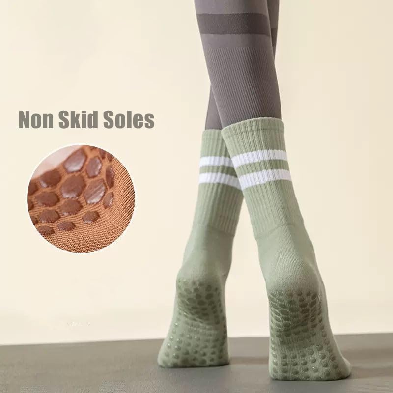Image of QFM Grip Pilates Socks for Women Non Slip Yoga Socks Open Top Athletic Socks for Barre Ballet Barefoot Workout Hospital