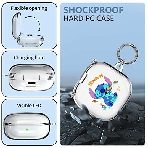 Woopit Cute Stich Case For Samsung Galaxy Buds2 Pro(2022)/Galaxy Buds Live(2020)/Galaxy Buds Pro(2021)/Galaxy Buds 2 (2022) Case, Hard Pc Shockproof Protective Cover With Keychain #TOP2