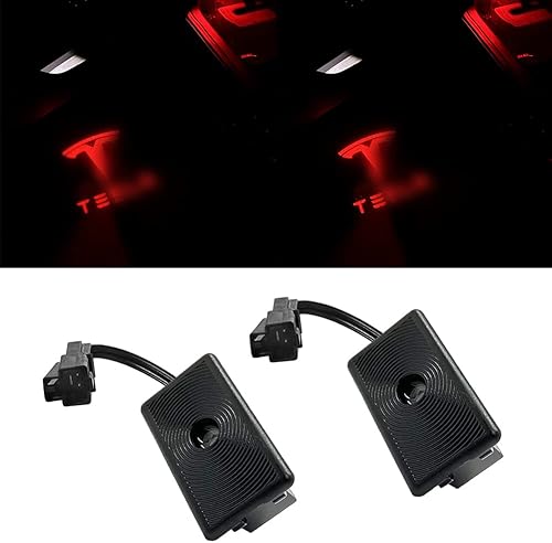 Never Fade - Luces LED ultrabrillantes para puerta de charco, proyector de logotipo para Tesla modelo 3, modelo S, X, modelo Y (4. emblema rojo con