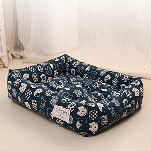 Icegrey Cuccia per Gatti Cotone Lino Lavabile in Lavatrice Fondo Antiscivolo Rettangolare Coperta Letti Calmanti per Animali Domestici Soggiorno Camera da Letto Stile 5 45x35cm
