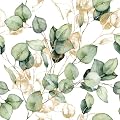 Livelynine Sage Green and Gold Botanical Wallpaper Peel and Stick Elegant Muted Green Eucalyptus Leaf Wallpaper Prepasted Removable White Gold Boho Contact Paper for Cabinets Classroom Wall 17.5x78.8"