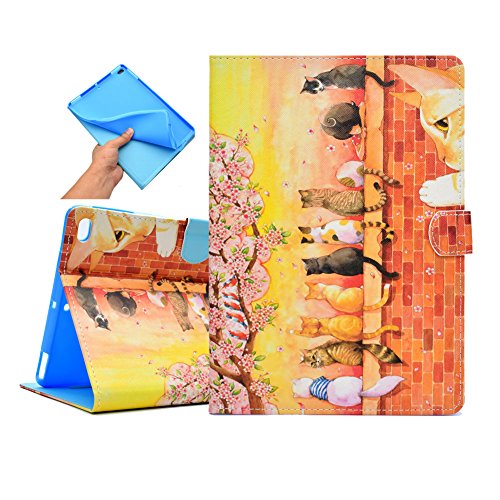 Outter Smart iPad 9.7 2018/2017 Funda, Ultra Slim Cartera Carcasa PU Piel Sintética con Función de Stand y Auto-Sueño/Estela para Apple Nuevo iPad Air 2(6th Gen) iPad Air(5th Gen) - Gatos