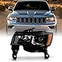ACANII - For [Halogen w/Black Interior] 2017-2021 Jeep Grand Cherokee Projector Headlight Headlamp Left Driver Side