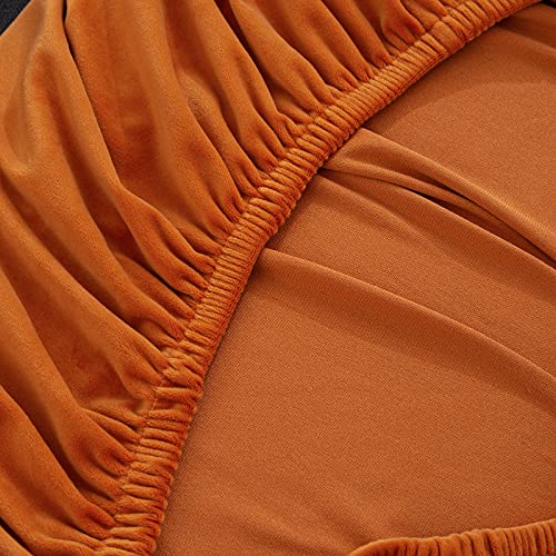 Armless Sofa Bed Cover Futon Slipcover Velvet Stretch Spandex Folding Sofa Couch Non-Armrest Furniture Protector (Velvet Orange) #TOP6