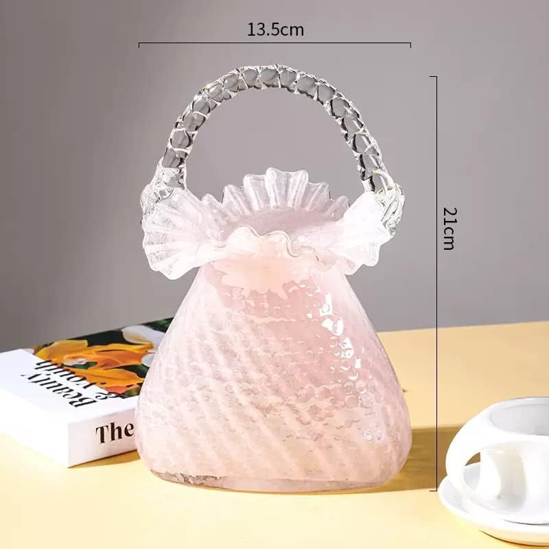 Miniatura 7 de Jarrón de cristal hecho a mano para florero de flores de forma de bolso único florero decorativo