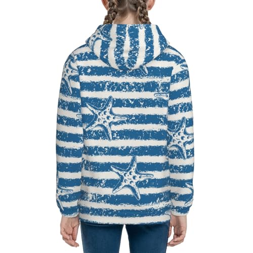 Ocean on Striped Kids Pullover Hoodies Boys Sweatshirts Girls Athletic Clothes with Pocket4