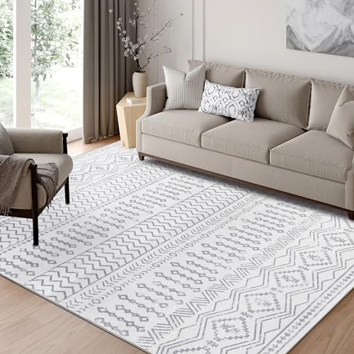 PureCozy Vintage Area Rug 5x7 Beige Washable Living Room Large Carpet Non Slip Bedroom Indoor Office Low Pile Traditional Distressed Retro Accent Rug for Dining Room Bathroom Kitchen 5' x 7'