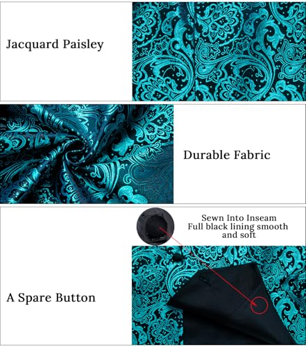 Image of DiBanGu Mens Paisley Suit Vest Silk Jacquard Waistcoat and Necktie Set Formal Shawl Collar Dress Vest 7PCS for Wedding Party