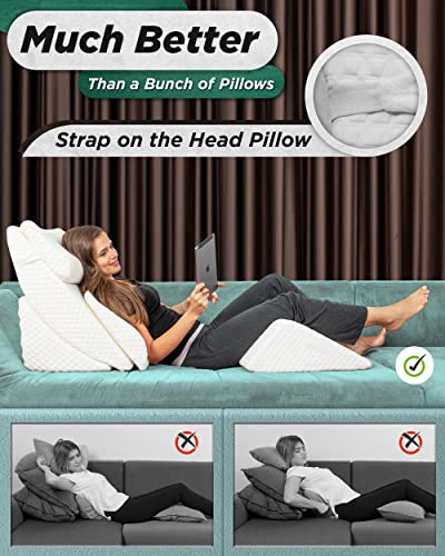 Lunix Lx13 6Pcs Orthopedic Bed Wedge Pillow Set, Post Surgery Memory Foam For Back, Neck And Leg Pain Relief, Sitting Pillow, Comfortable And Adjustable Pillows Acid Reflux And Gerd For Sleeping White #TOP3