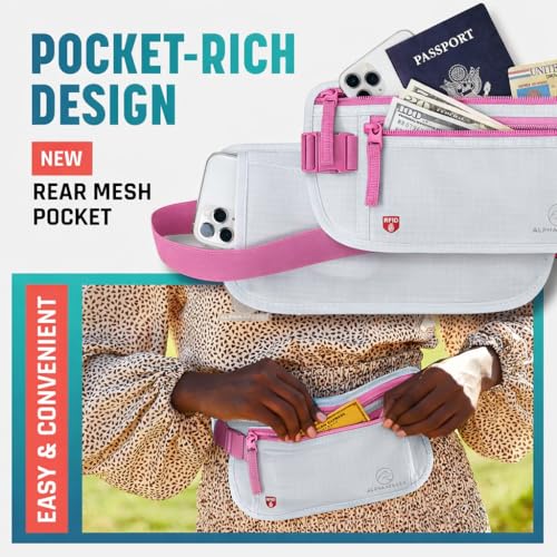 Image of Alpha Keeper Money Belt for Travel Hidden Under Clothes - RFID Blocking Passport Holder & Slim Waist Wallet Pouch for Women & Men, Anti-Theft Travel Accessories