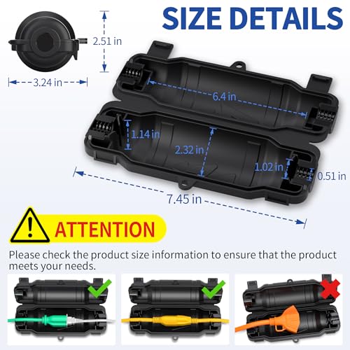 Cismorvex Outdoor Extension Cord Safety Cover with Waterproof Seal IP54 Water-Resistant, Weatherproof Electrical Connection Box with 2 Latches, Plug, Socket, Holiday Decoration Light, Black
