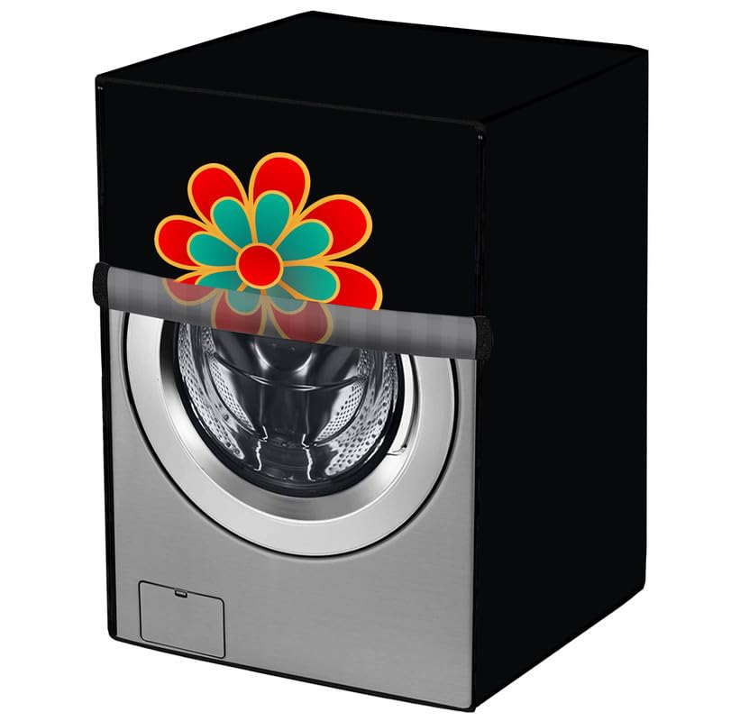 Amodori Front Load Washing Machine Cover Compatible for LG 8 Kg (FHV1408Z2M.ABMQEIL) | Waterproof | Black Chinese Element Print