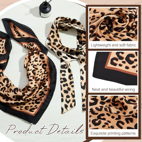 Coume 2 Pcs Leopard Scarf Include 27'' cheetah print & 78.7'' leopard print long silk scarf for Women3