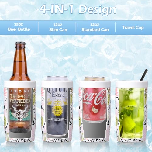 Image of Morefeel 4-in-1 Insulated Can Cooler for 12 oz Cans & Bottles | 304 Stainless Steel Can Holder Fits 12 Oz Slim Cans, Standard Cans, Beer Bottles & Works as A Open Cup; Dishwasher Safe