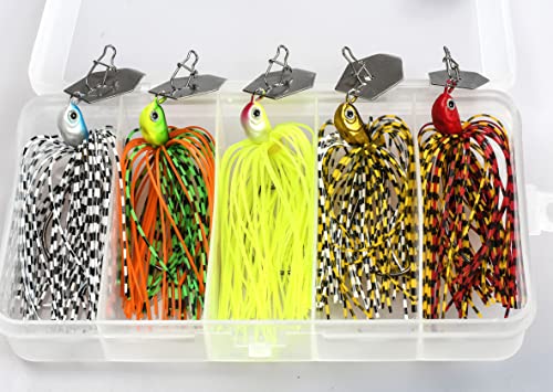 TABKSOLA ChatterBait, Set Di Esche Per Spinner Preinstallate Con Piastre In Metallo - Per Bassi, Lucci, Pesce Gatto E Altri Predatori