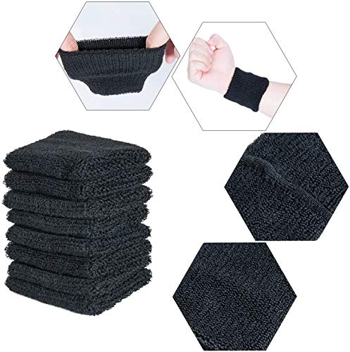 ZWOOS 12 Packung Absorbierende Schweissband für Tennis Squash Badminton Turnhalle Basketball (Schwarz) - Image 5