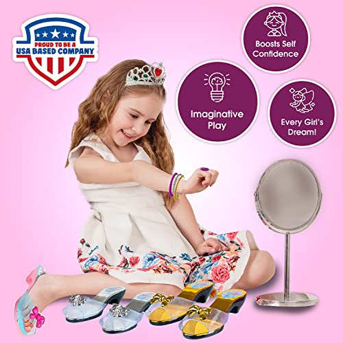 Toyvelt Princess Dress Up Shoes - Dress Up & Pretend Play Set Includes 4 Pairs Princess Shoes, Bracelets, Rings, Earrings, Crown, And Wand -Great Toddler Toy And Gift For 3,4,5,6, Year Old Girls #TOP1