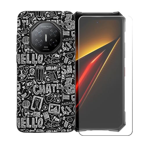 LCEHTOGYE �K�p Doogee S300 Plus +�����K���X�X�N���[���v���e�N�^�[�p�P�[�X�A�K�p Doogee S300 Plus (6,78")�ƌ݊����̂���u���b�N�\�t�gTPU�V���R���Q���P�[�X�ی�J�o�[ LLM42