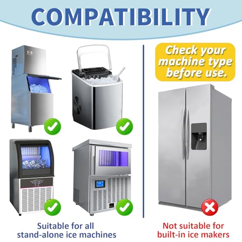Image of Ice Machine Cleaner Maker and Descaler - 100 Ice Maker Cleaner Tablets Compatible with All Major Brands, Nickel Safe Descaler Countertop Portable Commercial Icemaker Cleaning Solution