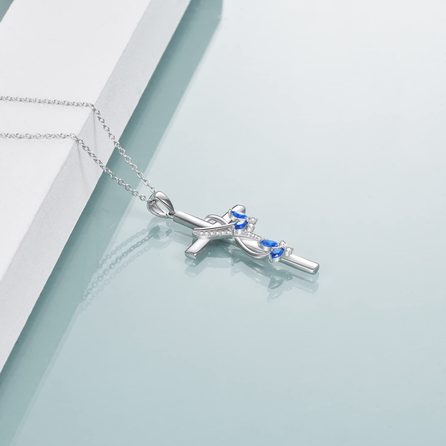 925 Sterling Silber Kreuz Halskette für Frauen, Meeresschildkröte Schmetterling Libelle Marienkäfer Kolibri Engelsflügel Zirkon Anhänger Halskette Sicherheit Silber Schmuck Kette Geschenke für Damen