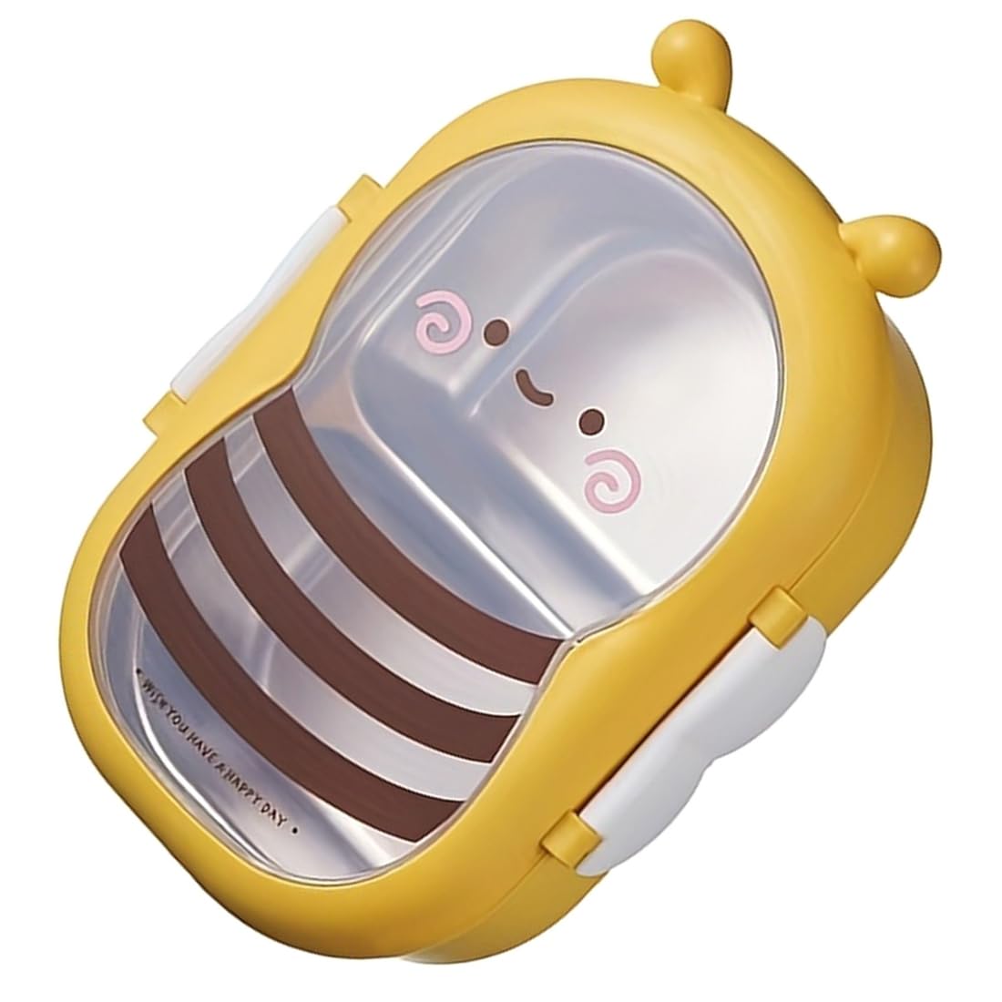 CTRLZS Leak-Proof Stainless Steel Lunch Box Bento Box Double Compartment Cute Bee Shape Outdoor Camping Picnic Food Container