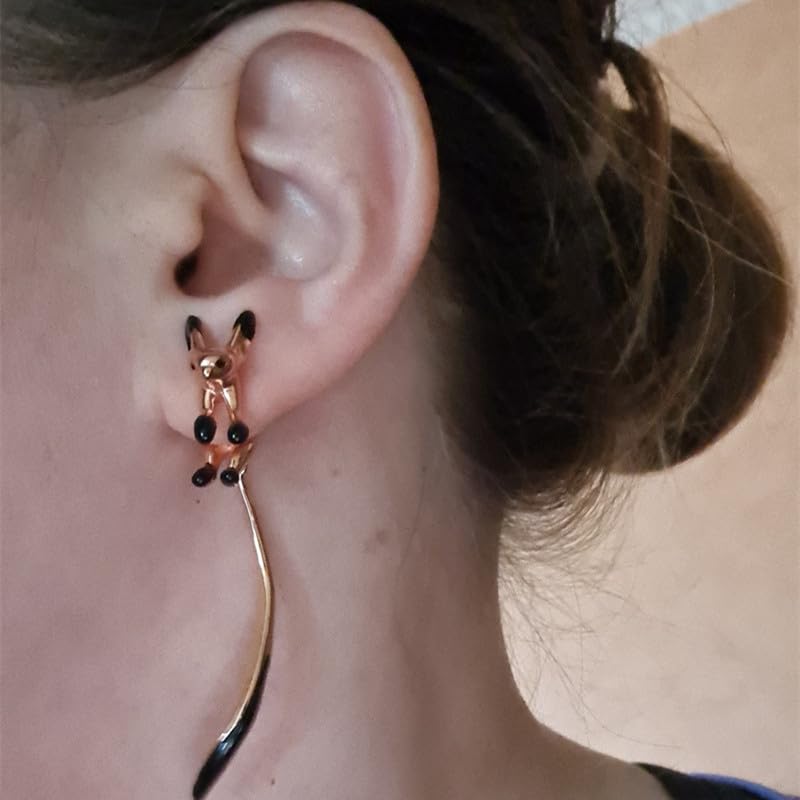 Cute Long Tail Fox Dangle Earrings for Women, 925 Sterling Silver Post Delicate Animal Drop Earrings Studs2