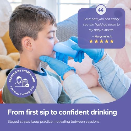 Image of TalkTools Cut Out Cups - Motor and Coordination Support | Drinking Glass for Stable and Fixed Position | Special Drinking and Therapy Training Cup | Easy to Grip and Sipping | 3 oz Blue (2 Pk)