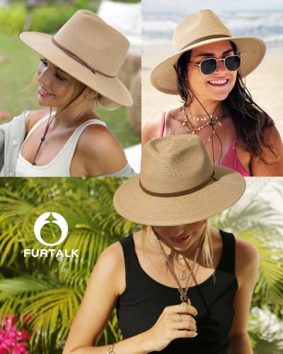 FURTALK Sun Hat Panama Fedora Straw Beach Hat with Wind Lanyard UPF | Packable for Travel, Hidden Hook and Loop Fit, Breathable Sweatband, Ideal for Summer Pool, Hiking & Gardening - Image 6
