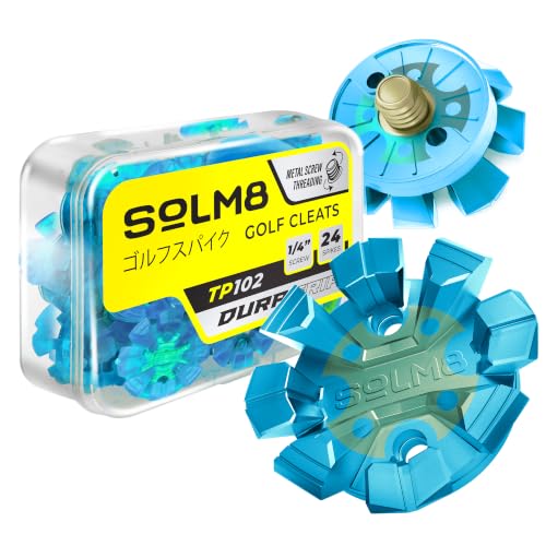 Best Golf Shoe Spikes: Top Picks for Grip 10 SOLM8 Golf Shoe Replacement Spikes - Metal Screw Threading Dia ¼ Inch/6mm Easy to Install on Cricket & Golf Cleats (Spanner Included)