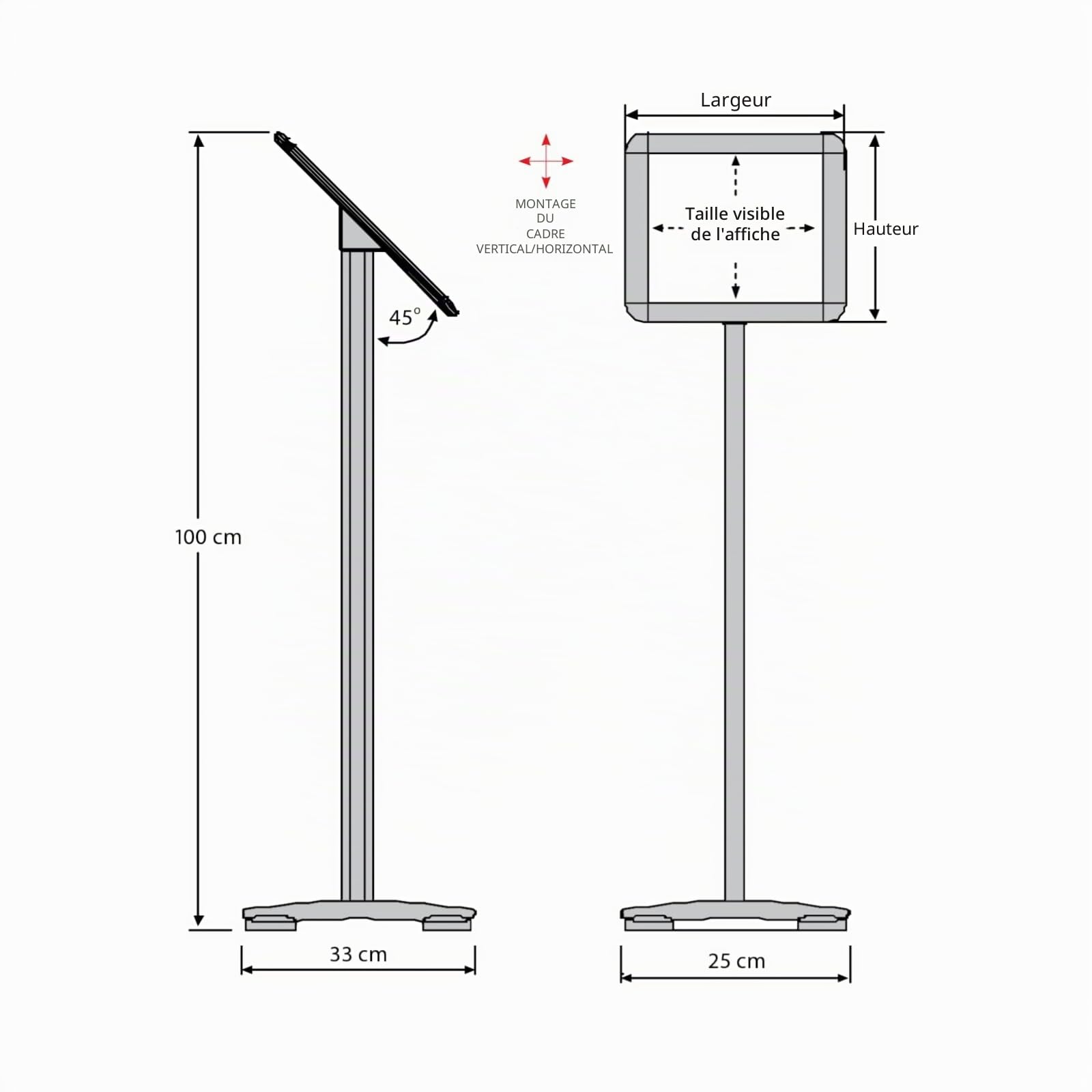 Displaylager - Support d'information format A4 EXPO pour affiches de 21 x 29,7 cm - Design haut de gamme et très fonctionnel - Support d'information en aluminium inoxydable