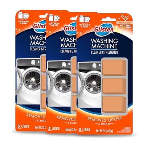 Glisten Washing Machine Cleaner and Freshener Deodorizer, Cleans Top Load and Front Load Washers, Fresh Scent, 9 Tablets Cover