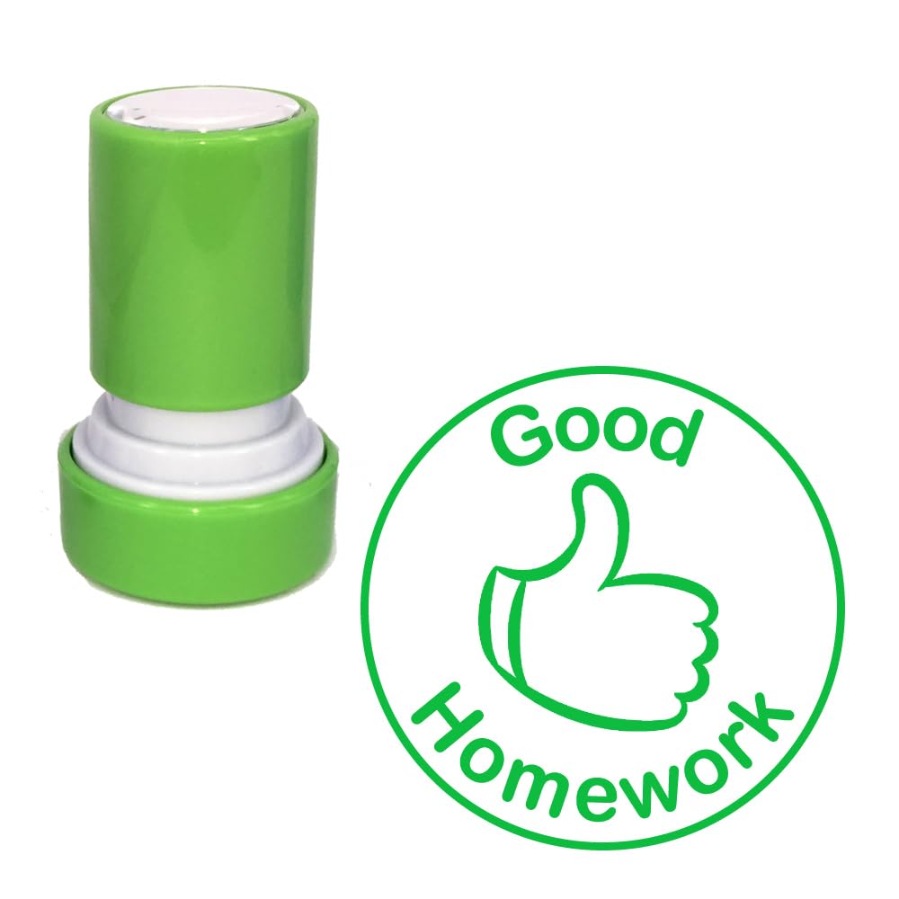 School Stamps Green Good Homework Teacher Stamp. Self-Inking, 22Mm, Reinkable, Quality Stamper For Marking. Ink