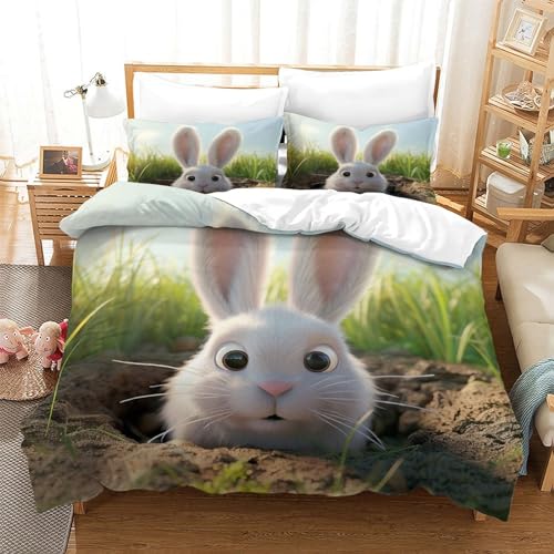 Housses De Couettes 3D Rabbit Super Douce Parure de Lit Microfibre 260x220 - 4
