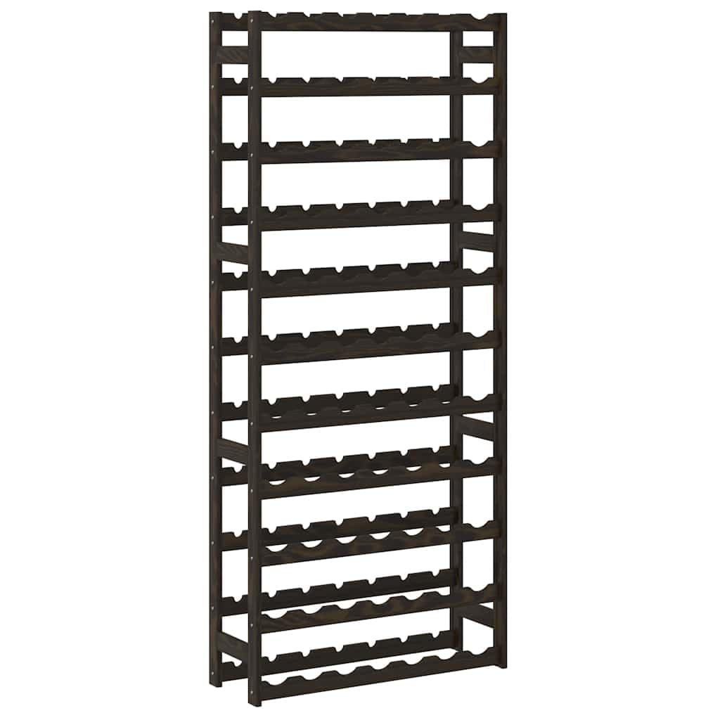Botellero de madera de pino maciza negra para 77 botellas con 11 estantes, diseño ondulado para almacenamiento y almacenamiento elegante en el comedor, sótano, cocina o bar