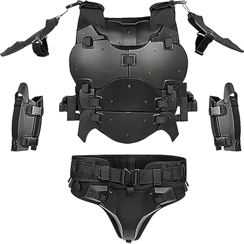 Zhongren Airsoft Vest Armor Cosplay Vests Adjustable Tactical Molle Chest Protector Set Paintball Combat Gear Costumes(Black) Cover