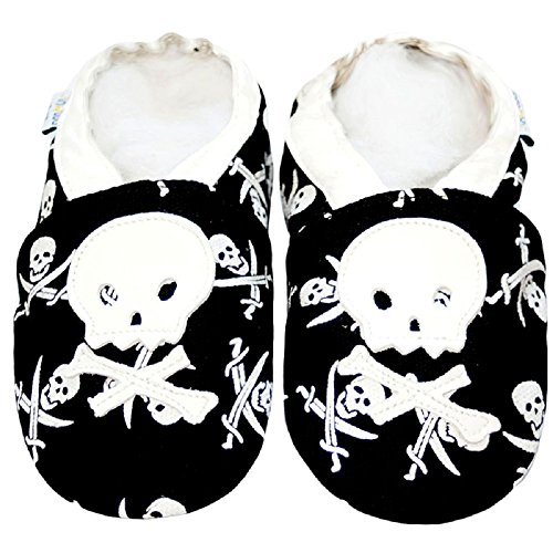 Leather Canvas Baby Shoes Boy Girl Infant Children Kid Toddler First Walk Gift Canvas Big Skull (30-36month, Black)