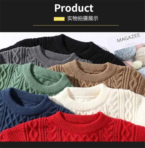 Men Sweater Vintage O Neck Solid Color Mens Knitted Pullovers Loose Harajuku Mens Knitting Pullover Sweaters2