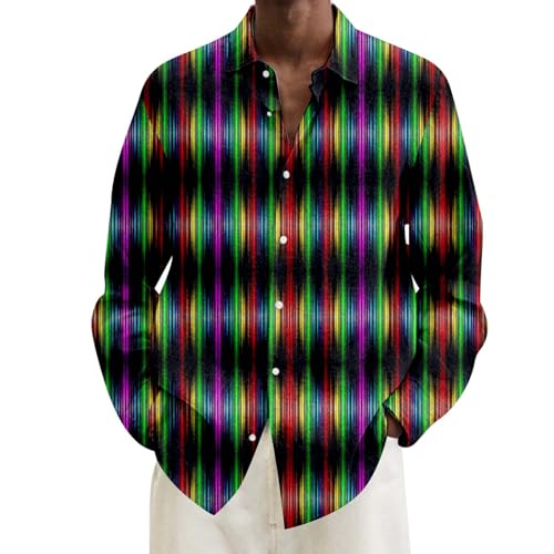 Generico Camicie Uomo Cotone Fantasia,Camicia da Uomo A Maniche Lunghe