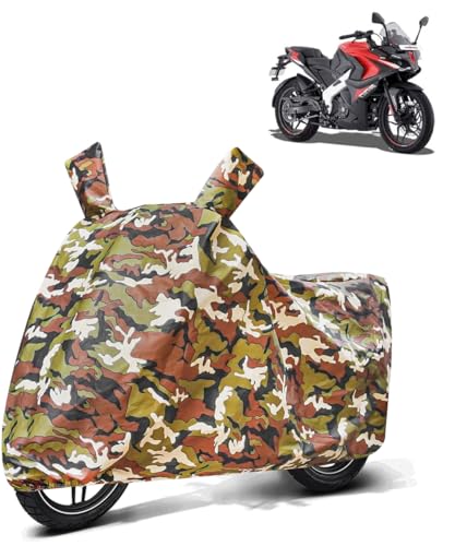 Image of Fabtec Waterproof Bike Cover /Scooty Cover for Bajaj Pulsar RS200(Jungle Print Two Wheeler Cover)