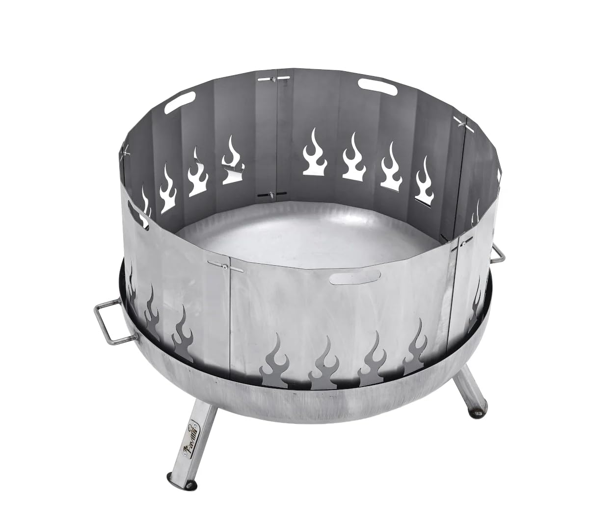 Funkenschutz für Feuerschale 80 cm - Stahl mit Flammenmotiv, 30 cm hoch, hitzebeständig - Unbehandelter Stahl - Garten, Terrasse, Gastronomie - Favilla