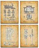 Original Railroad Trains Patent Art Prints - Set of Four Photos (8x10) Unframed - Great Gift for Rail Fans