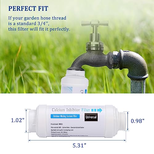 Yoption Calcium Inhibitor Filter, Outdoor Misting System Filter, for Preventing Scale Buildup and Clogging of Garden Patio Misters - 1 Pack - Thumbnail 2