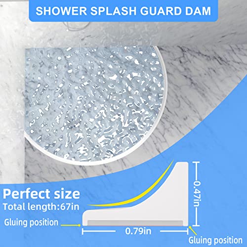 Jaspond 67Inch Collapsible Shower Threshold Water Dam, Waterproof Shower Barrier Water Strip Dam, Silicone Self-Adhesive Sink Splash Guard For Kitchen Bathroom, Corner Shower Water Guard For Bathtub #TOP1