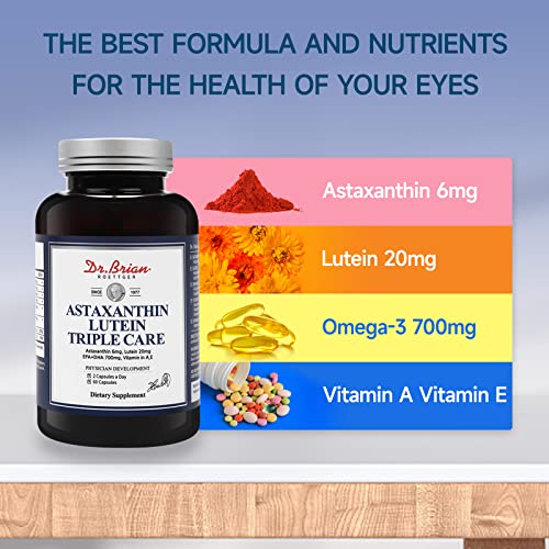 Dr.brian Vitamins Eye Lutein & Astaxanthin Complex, Supplement With Lutein 20Mg Omega 3 Fish Oil 720Mg Epa+Dha 700Mg Astaxanthin 6Mg, Support Eye Health And Visual Acuity, 60 Softgels #TOP1