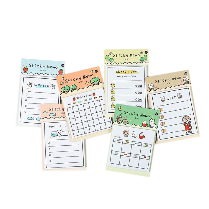Photo 1 of ANKOMINA 6 Pack Cute Cartoon Memo Notes Writing Pads Scarpbook Message Notes Notepads Chesk List to Do List Memo Stationery Office School Supplies,30 Sheets/Pack,5x3.3 in 6 Pcs Cartoon